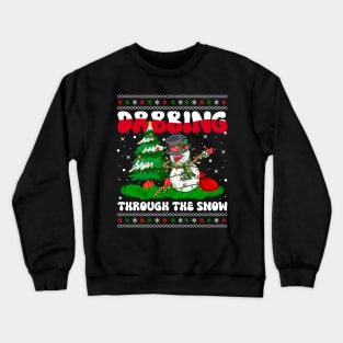 Dabbing Through The Snow Snowman Dab Dance Christmas Lights Crewneck Sweatshirt